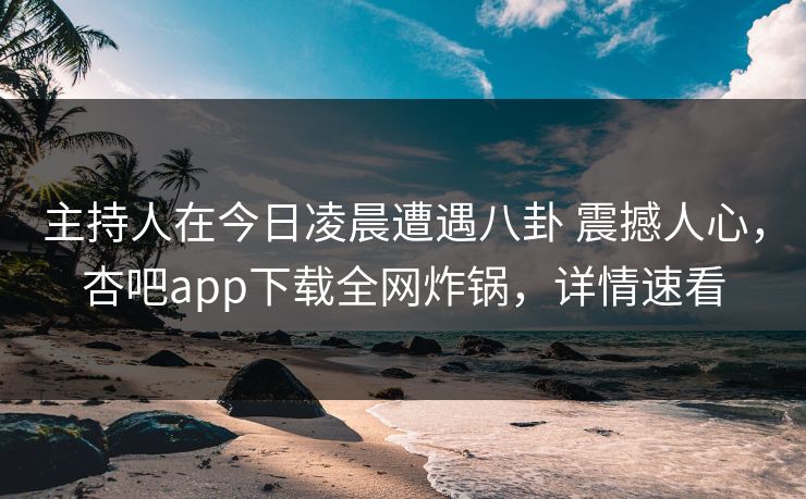 主持人在今日凌晨遭遇八卦 震撼人心,杏吧app下载全网炸锅,详情速看