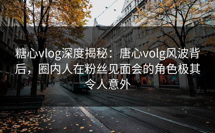 糖心vlog深度揭秘：唐心volg风波背后，圈内人在粉丝见面会的角色极其令人意外