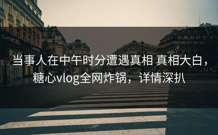 当事人在中午时分遭遇真相 真相大白，糖心vlog全网炸锅，详情深扒