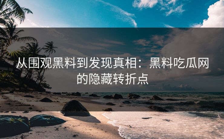 从围观黑料到发现真相:黑料吃瓜网的隐藏转折点