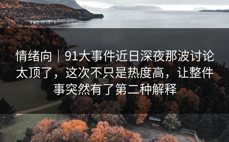 情绪向｜91大事件近日深夜那波讨论太顶了，这次不只是热度高，让整件事突然有了第二种解释