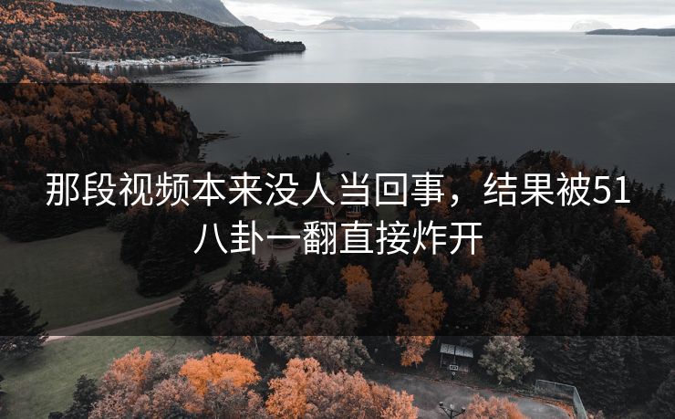 那段视频本来没人当回事，结果被51八卦一翻直接炸开