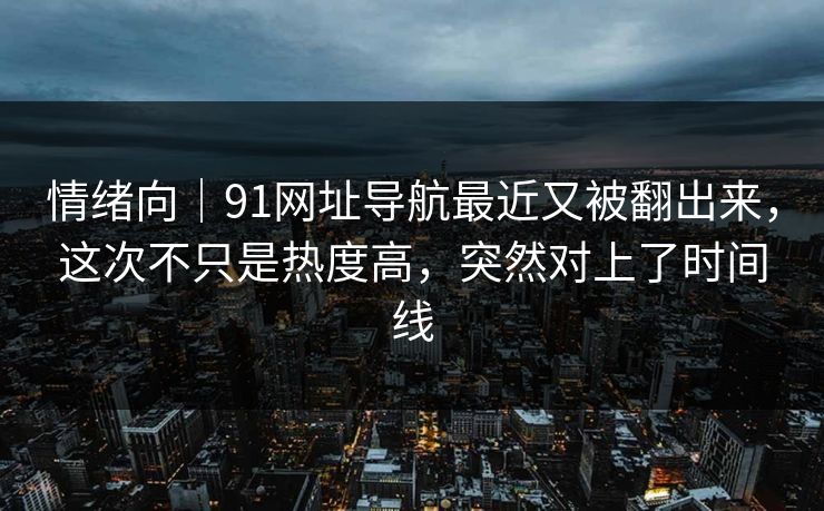 情绪向｜91网址导航最近又被翻出来，这次不只是热度高，突然对上了时间线